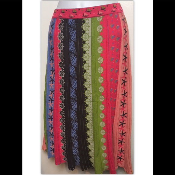 IVKO Anthropologie Sweater Skirt Pleated Serbia Sea Motif Pencil Midi - Picture 6 of 9